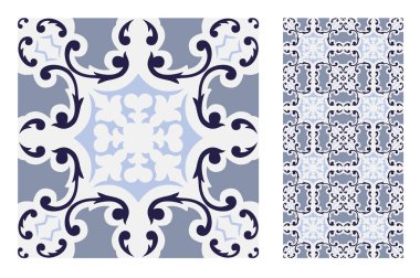 Portekiz kiremitleri Vektör illüstrasyonunda antika, pürüzsüz tasarım