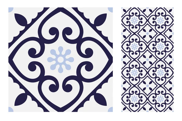Tiles Portuguese Patterns Antique Seamless Design Vector Illustration — Stock Vector