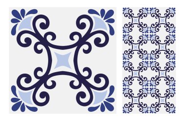 Portekiz kiremitleri Vektör illüstrasyonunda antika, pürüzsüz tasarım