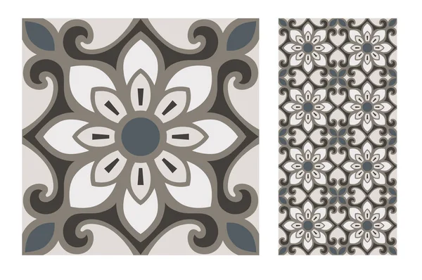 Carreaux Motifs Portugais Design Antique Sans Couture Dans Illustration Vectorielle — Image vectorielle