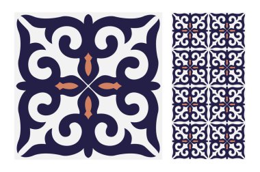 Vektör illüstrasyon vintage fayans desenleri antika dikişsiz tasarım