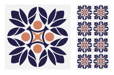 Vintage fayans Portekizce desenler vektör çizim sorunsuz tasarımında antika