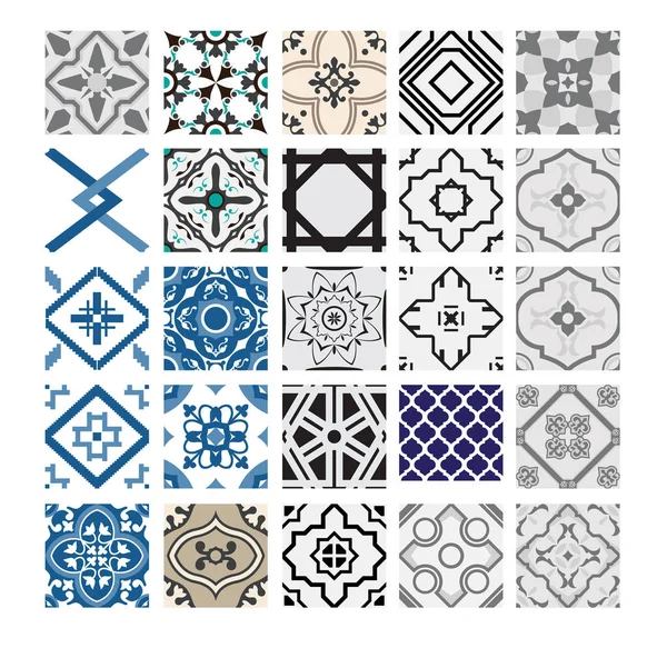 Azulejos Vintage Patrones Portugueses Diseño Antiguo Sin Costuras Vector Ilustración — Archivo Imágenes Vectoriales