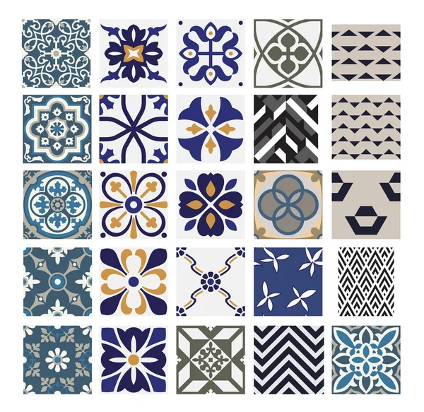 Azulejos Vintage Patrones Portugueses Diseño Antiguo Sin Costuras Vector Ilustración — Vector de stock