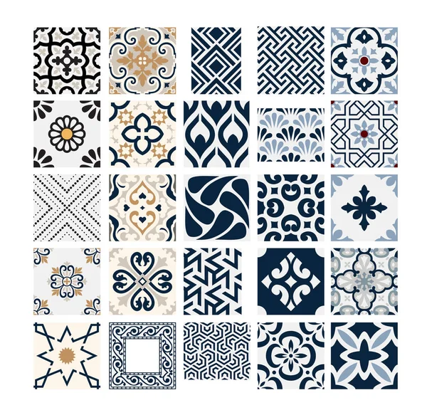 Azulejos Vintage Patrones Portugueses Diseño Antiguo Sin Costuras Vector Ilustración — Vector de stock