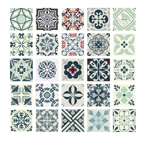 Azulejos Vintage Patrones Portugueses Diseño Antiguo Sin Costuras Vector Ilustración — Archivo Imágenes Vectoriales