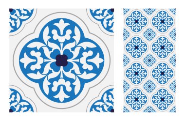 Vektör illüstrasyon vintage fayans desenleri antika dikişsiz tasarım