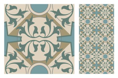 Vektör illüstrasyon vintage fayans desenleri antika dikişsiz tasarım