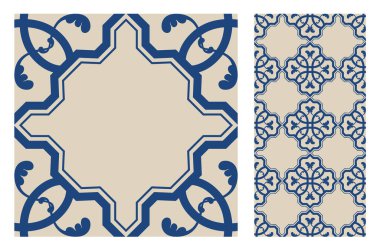 Vektör illüstrasyon vintage fayans desenleri antika dikişsiz tasarım