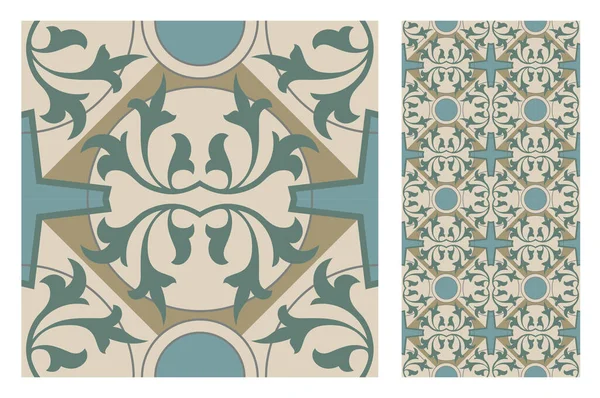 Vektör illüstrasyon vintage fayans desenleri antika dikişsiz tasarım
