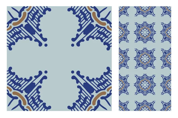 Vektör illüstrasyon vintage fayans desenleri antika dikişsiz tasarım