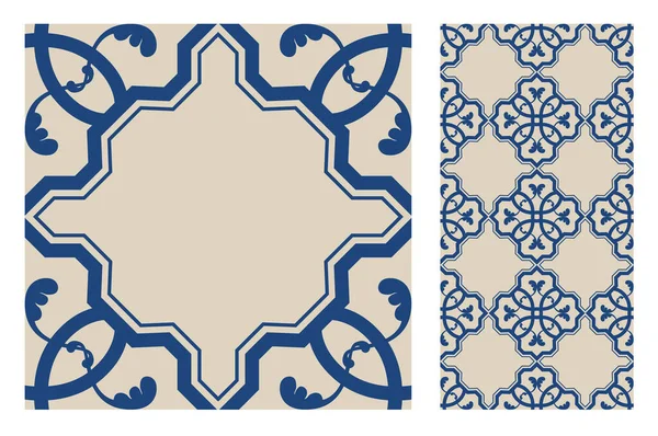 Vektör illüstrasyon vintage fayans desenleri antika dikişsiz tasarım