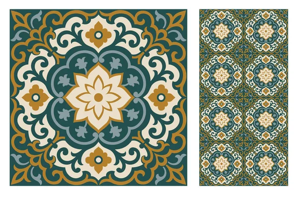 Vektör illüstrasyon vintage fayans desenleri antika dikişsiz tasarım