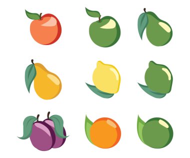 Renkli meyve koleksiyonu.