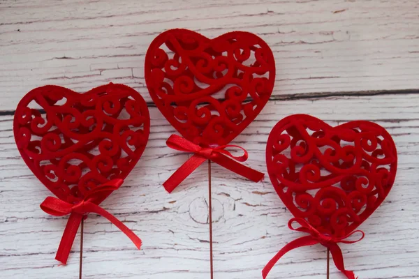 Coeurs Rouges Romantiques Pour Saint Valentin — Photo