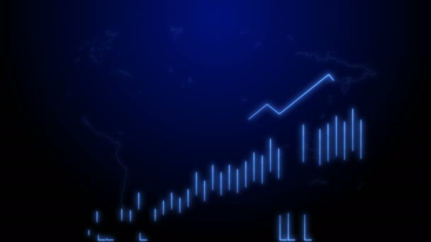 4 k företagens tillväxt och framgång pilen Infographics Animation av en business infographics blå neon — Stockvideo