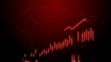 4 k iş büyüme ve başarı ok Infographics animasyon bir iş infographics görünen, büyüme ve başarı, aksaklık ve gürültü dijital efektler simgeleyen istatistikleri bar ve yükselen oklu