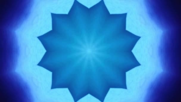 Hipnotyczny kalejdoskop abstrakcyjny wzór ruchu tło - niebieski wzór gwiazdy — Wideo stockowe