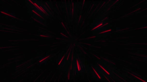 Absztrakt ragyogó neon vonalak és csíkok. Neonvörös részecskék animációja. Retro futurisztikus háttér. Absztrakt háttér animáció repülő neon izzó csíkok hurok. — Stock videók