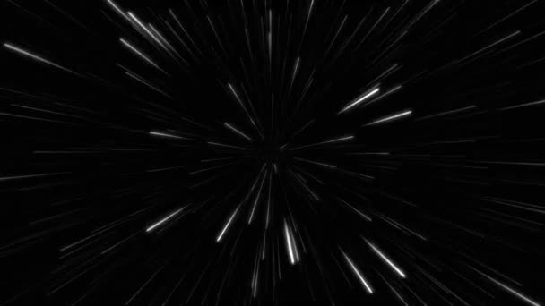 Lignes et rayures lumineuses abstraites au néon. Néon blanc particules animation. Fond futuriste rétro. Fond abstrait avec animation volant néon rayures éclatantes boucle. — Video