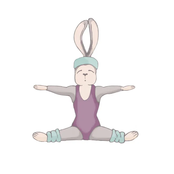 Дівчина спортсменка-заєць. Фітнес для кроликів. Спорт. Ілюстрація ізольована на білому тлі. дроблення — стокове фото
