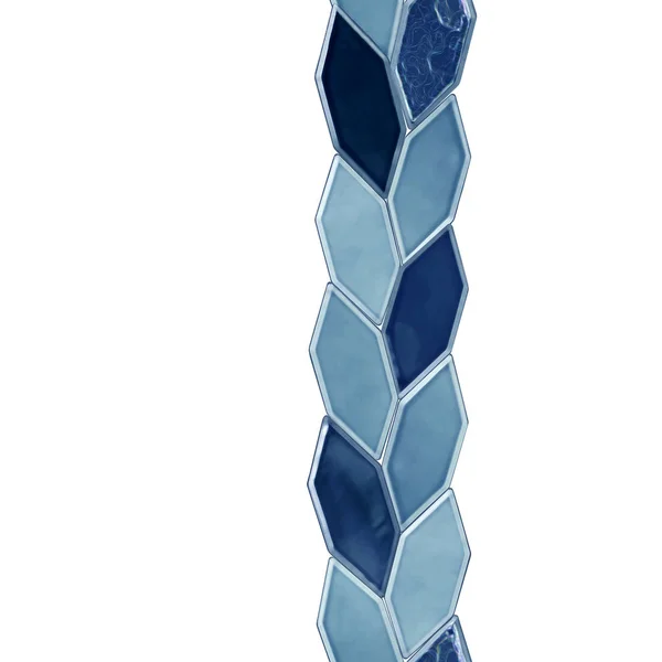 Tira sem costura, uma fileira de azulejos azuis. O padrão de cerâmica é isolado em um branco — Fotografia de Stock