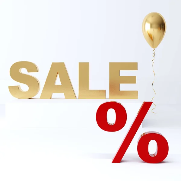 3D render the gold word SALE . Sale in the store on a white background. discount