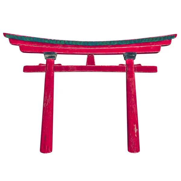 Ασιατικό κόκκινο τόξο torii. Ιαπωνία, Κίνα αρχιτεκτονικό στοιχείο. Απομονωμένος σε λευκό φόντο. μοντέλο 3D, απόδοση — Φωτογραφία Αρχείου