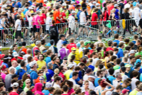 Crowds at the marathon at start finish zone.