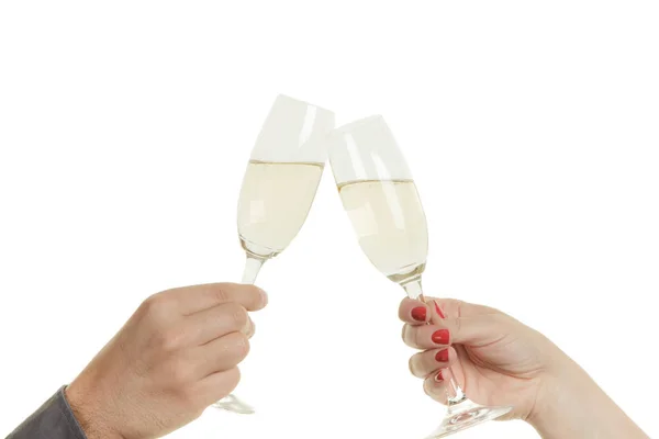 Toast Samen Met Mousserende Wijn Champagne Vieren — Stockfoto