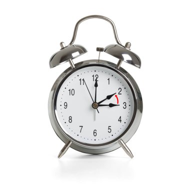 Beyaz arka plan üzerinde izole kış saati değiştirmek saat zaman.