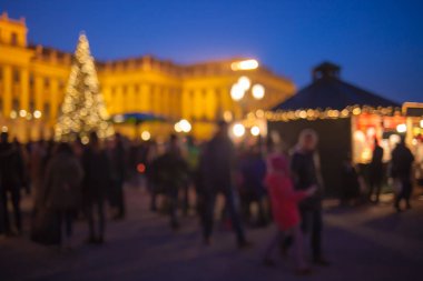 Advent sezon Noel piyasasında Viyana Schoenbrunn sarayında. Arka plan bulanık.