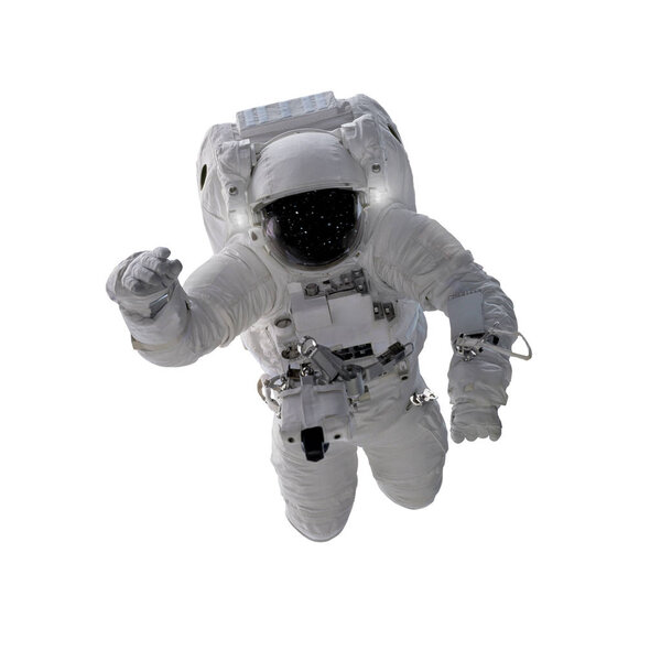 Floating astronaut isolated on white background, elements from NASA.