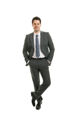 Beyaz zemin üzerinde izole iş adamı