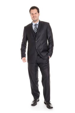 Beyaz zemin üzerinde izole iş adamı