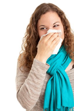 jovem com gripegrip olan kadın