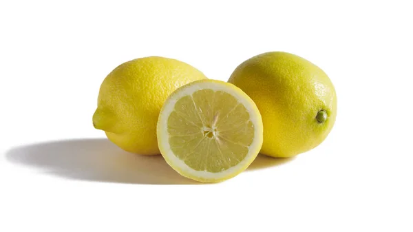 Yellow Ripe Lemons White Background — Stock Photo, Image