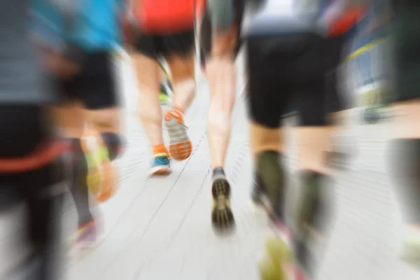 Carrera Maratón Corredores Profesionales Aficionados Juntos —  Fotos de Stock