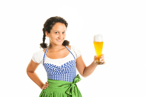 Schöne Junge Frau Mit Einem Glas Bier — Stockfoto