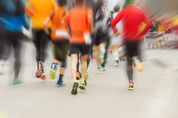 Maratoni Futás Profi Amatőr Futók Együtt — Stock Fotó