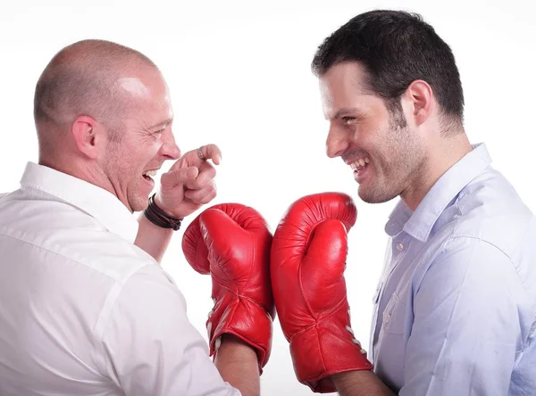 Uomini Guanti Boxe Isolati Sfondo Bianco — Foto Stock