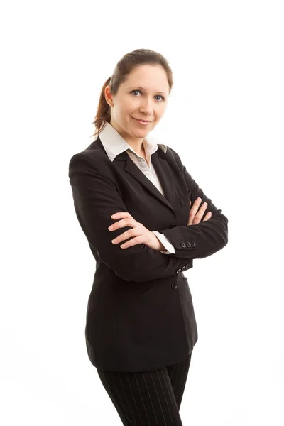 Pretty Businesswoman Portrait Isolated White Background — Stock Photo, Image