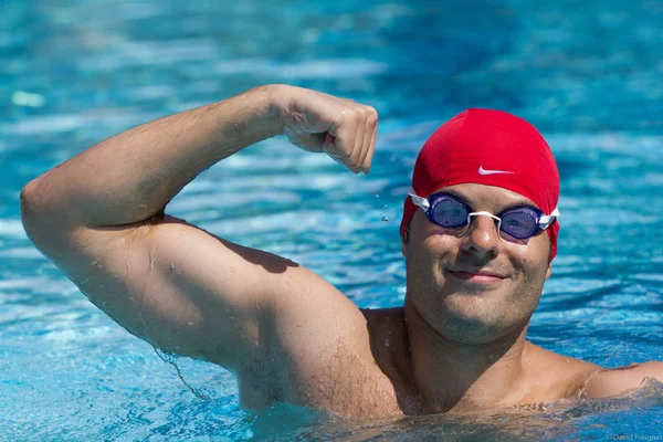 young man in swimming pool