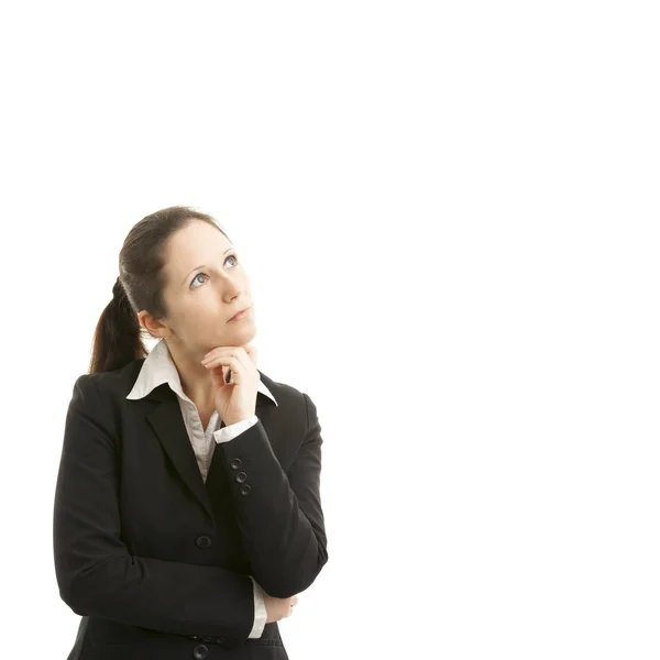 Retrato Mulher Negócios Bonita Isolado Fundo Branco — Fotografia de Stock