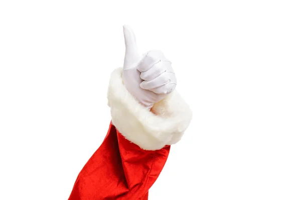 Santa Wyświetlono Kciuk Białym Tle — Zdjęcie stockowe