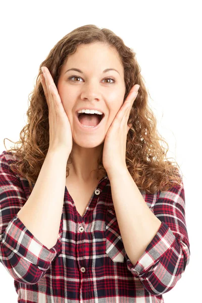 Joven Mujer Emocionante Retrato —  Fotos de Stock