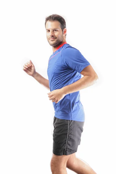 Male Runner Isolated White Background — Stock Photo, Image