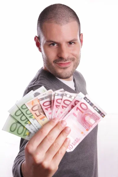 Young Man Holding Papers — Stock Photo, Image