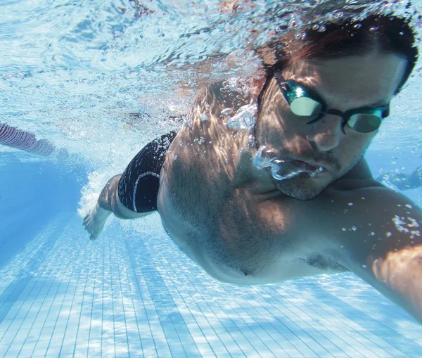 Male Swimmer Swimming Pool — Stock Photo, Image