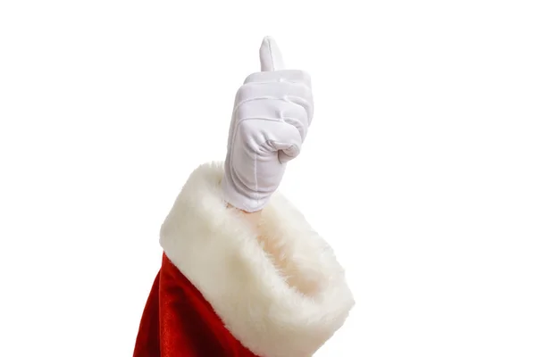 Papai Noel Mostrando Polegares Para Cima Fundo Branco — Fotografia de Stock